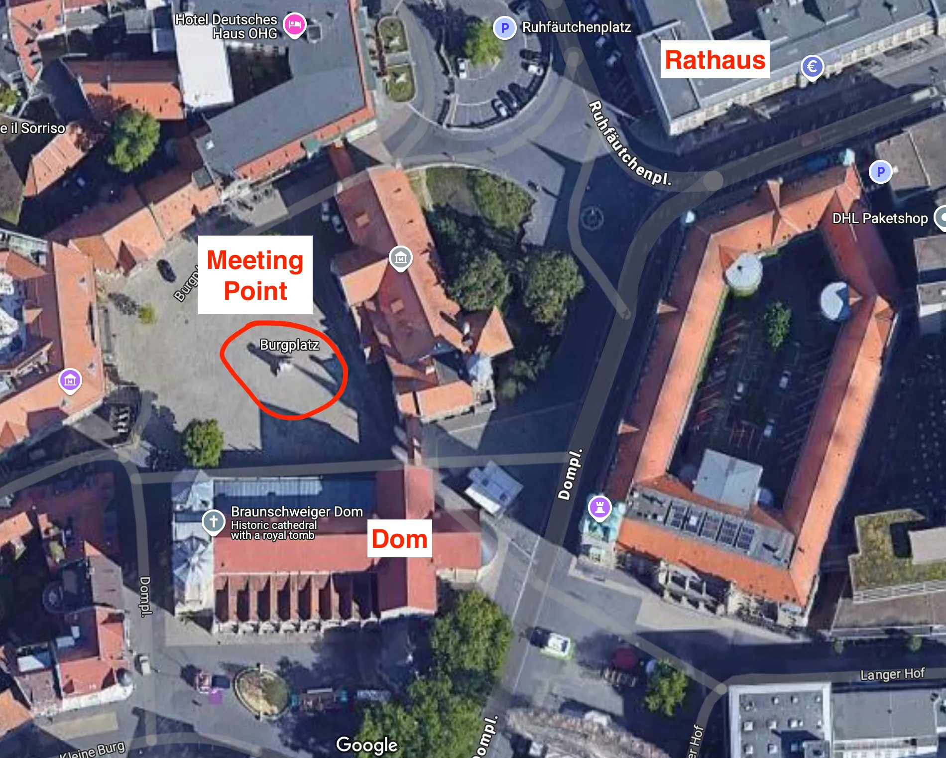 The Burgplatz in Braunschweig. We meet at the Lion statue.