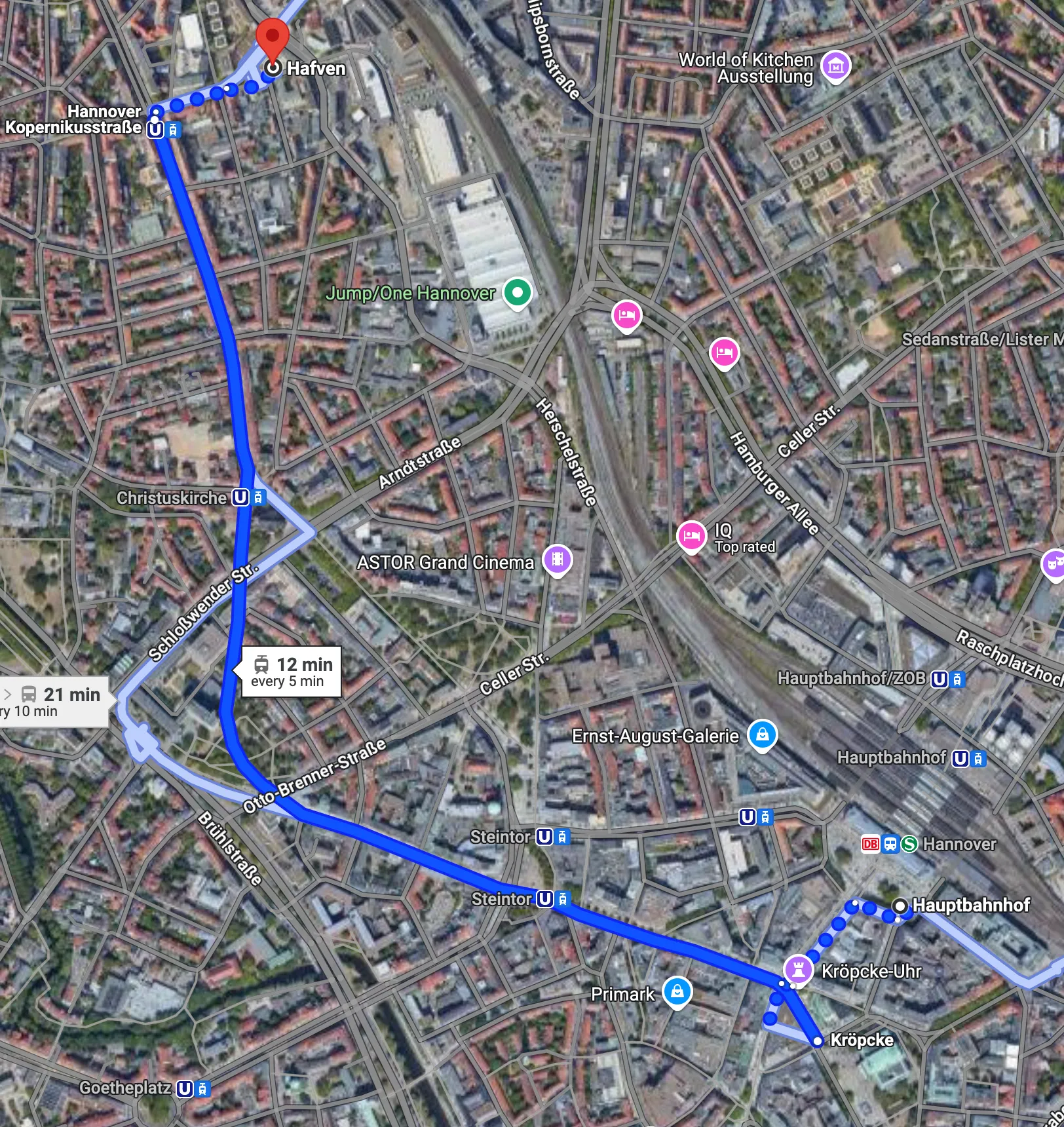 How to get to Hafven from Hannover Main Train Station