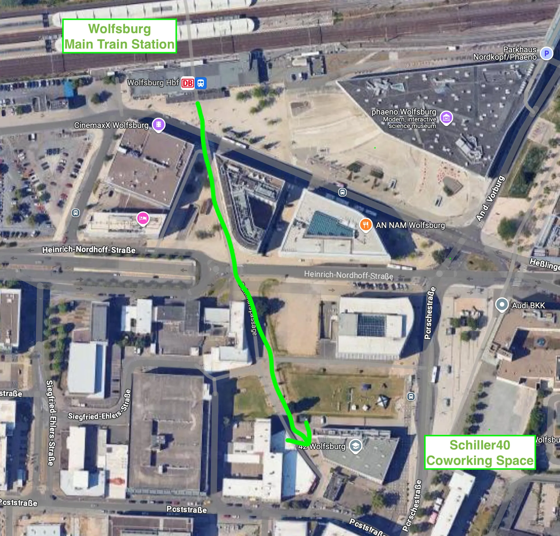 How to get to Schiller40 from Wolfsburg Main Train Station